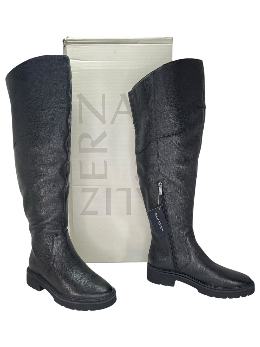 Naturalizer Scarlette Black Leather Wide Calf OTK Womens Boots Size 9M